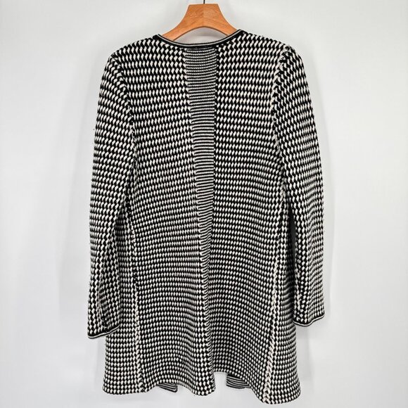 Talbots Womens Open Front Cardigan Medium Black & White Pure Merino Wool - Picture 12 of 12